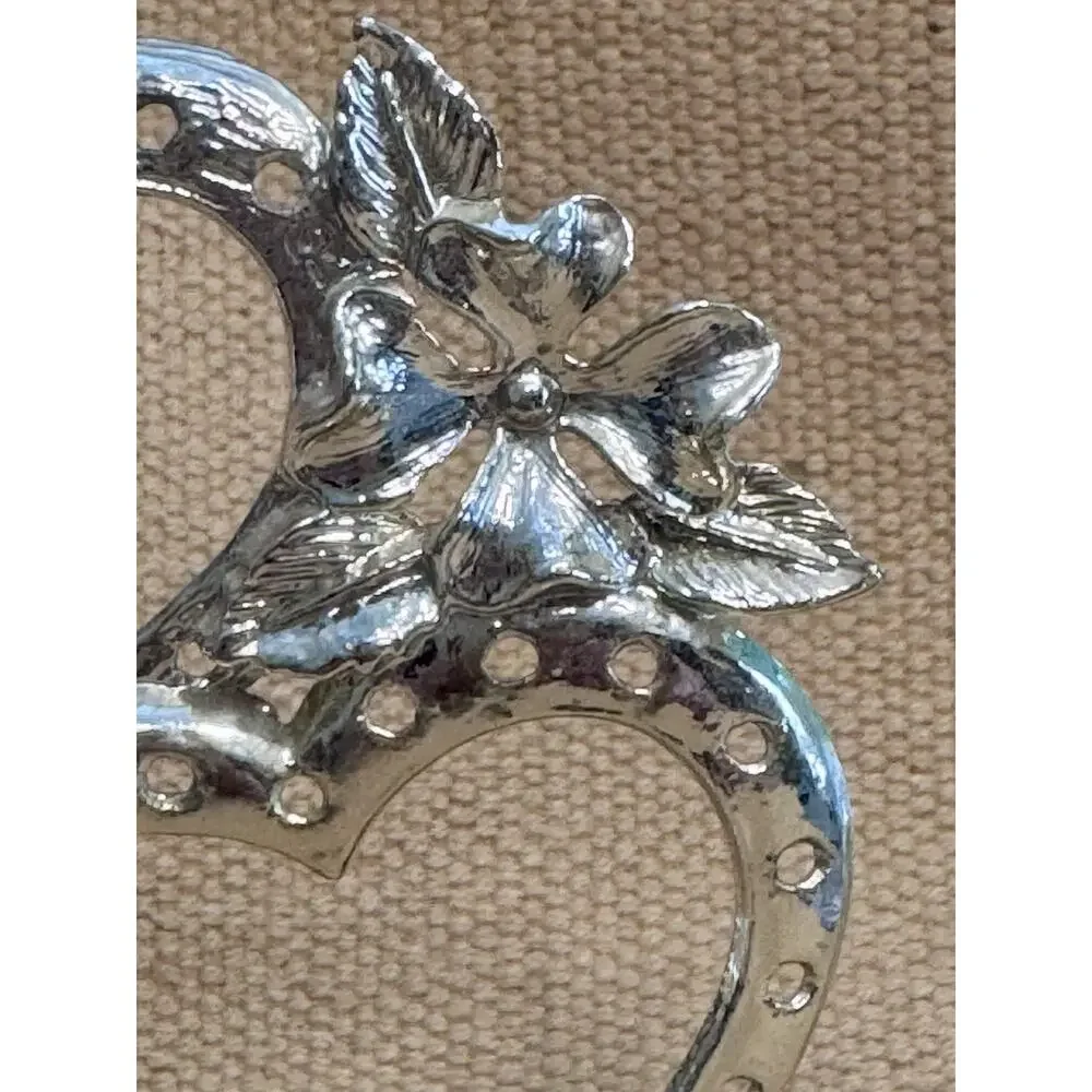 Vintage Torino Metal Gold Tone heart Vanity Pierced Earring Holder valentines